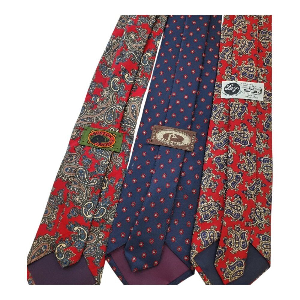 3 Neck Ties Bert Pulitzer, Boston Traders, Ley's Red Blue Paisley Floral - Picture 3 of 11